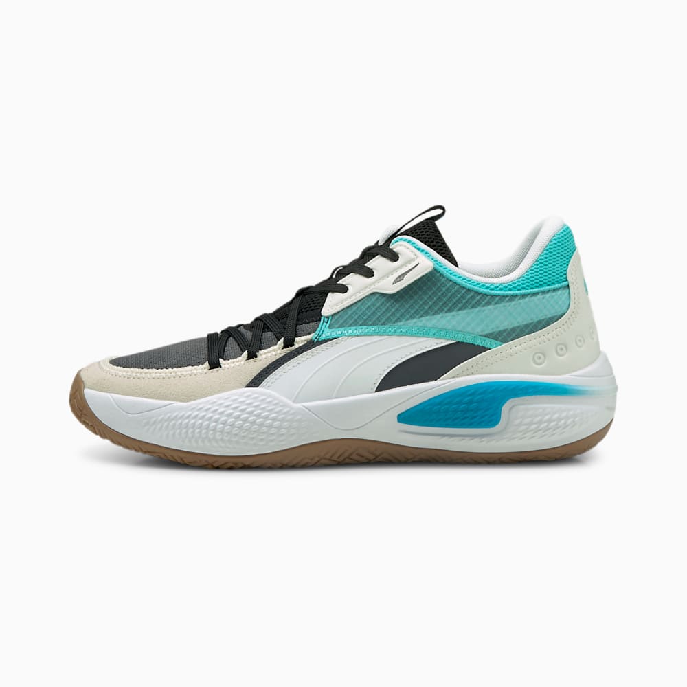 Puma Court Rider Summer Days Womens Basketball Shoes White/Light Turquoise South Africa 9734605-DN